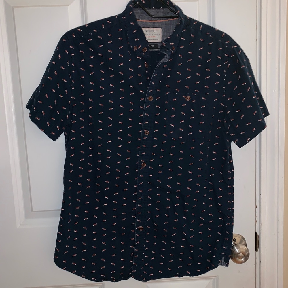 Denim & Flower Fox Print Short-Sleeved Button Up